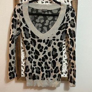 Express Leopard Print Vneck Top